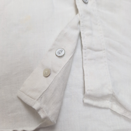 Chemise Armani Exchange LG 100% Lin Blanche 2 Poches Manches Retroussables