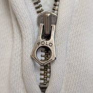 Pull Polo Ralph Lauren M Cricket Club Blanc Bleu Quart Zip 2 Poches