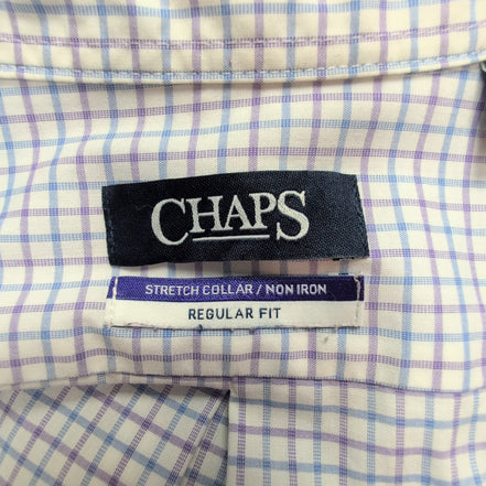 Chemise Chaps blanc bleu lila à carreaux taille XXXL #47e