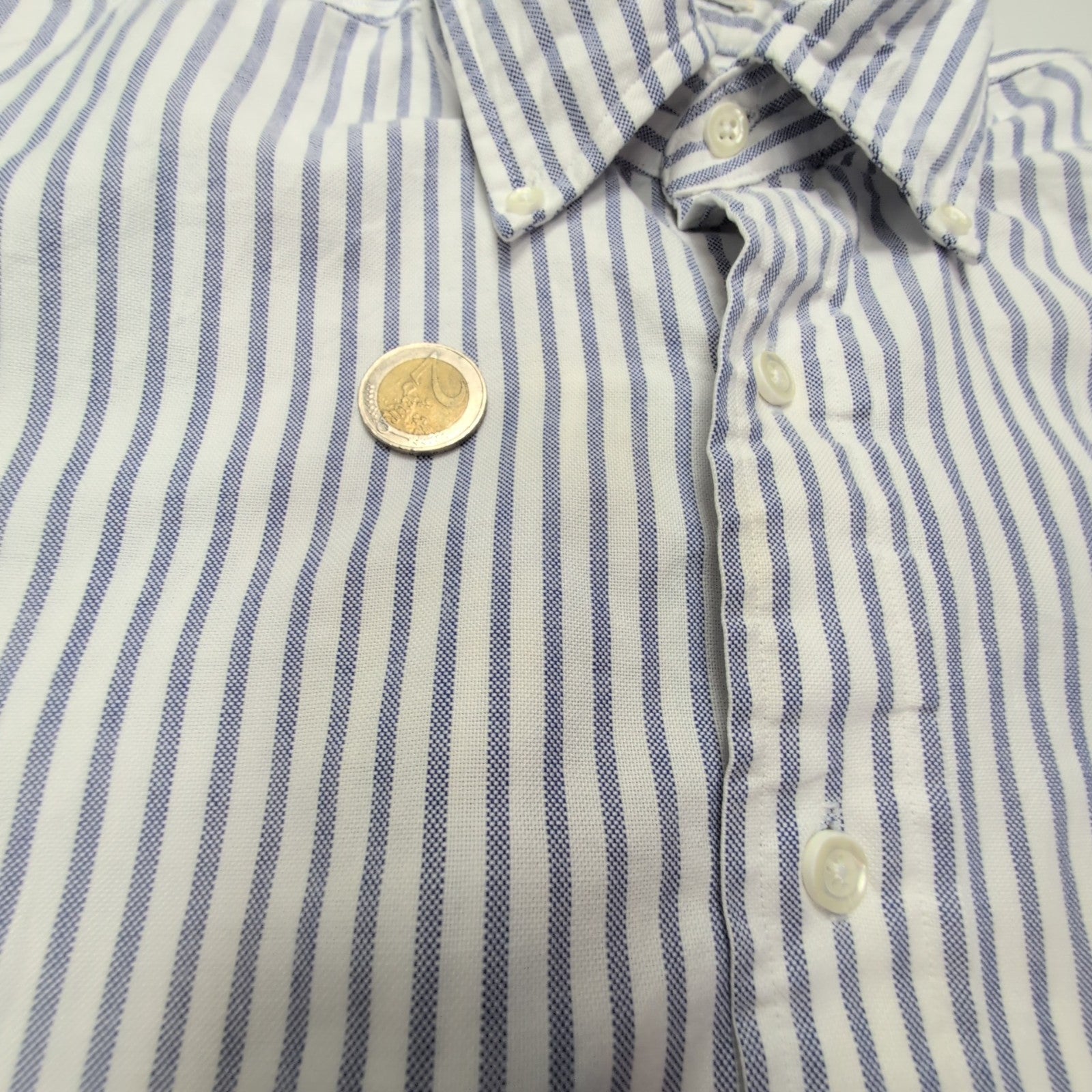Chemise L.L. Bean blanche à rayures lila taille M #149e