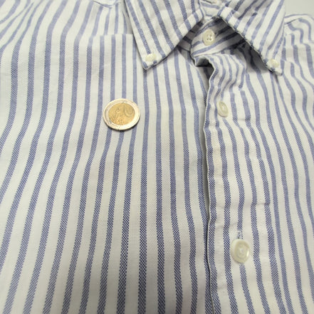 Chemise L.L. Bean blanche à rayures lila taille M #149e