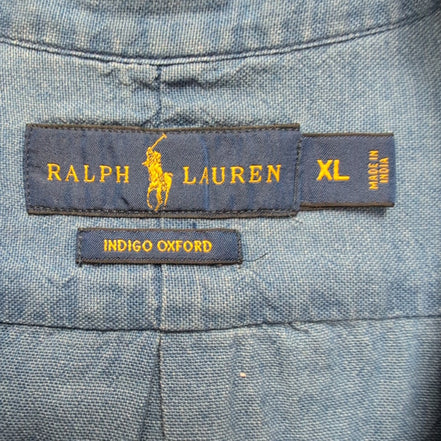 Chemise Ralph Lauren Indigo Oxford Taille XL Coton Manches Courtes