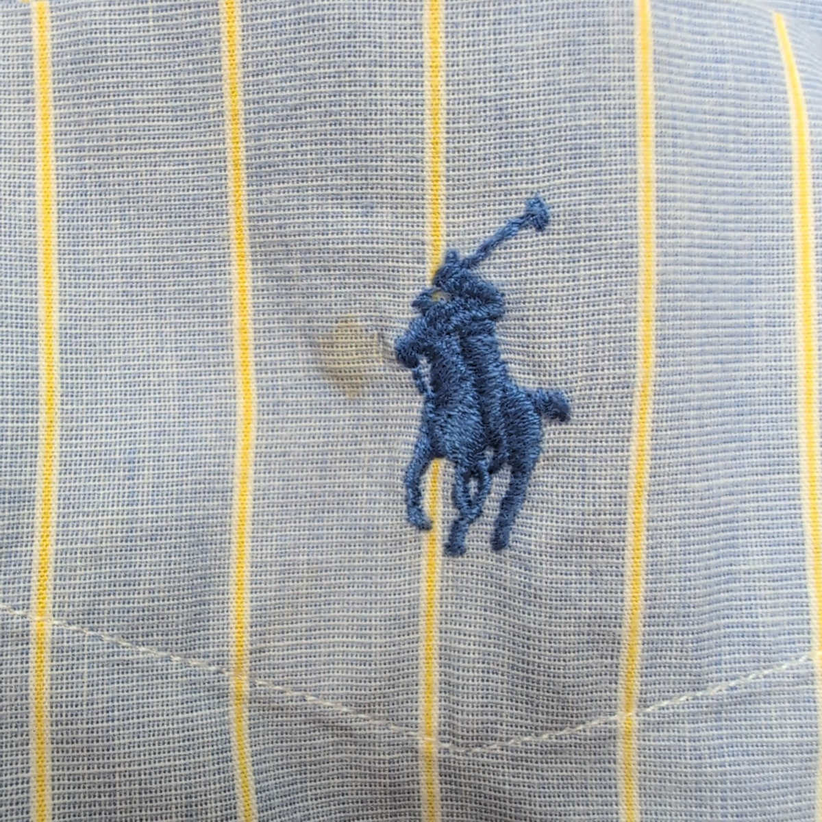 Chemise Ralph Lauren Vintage Yarmouth 2XL Bleu Rayures Jaune Coton