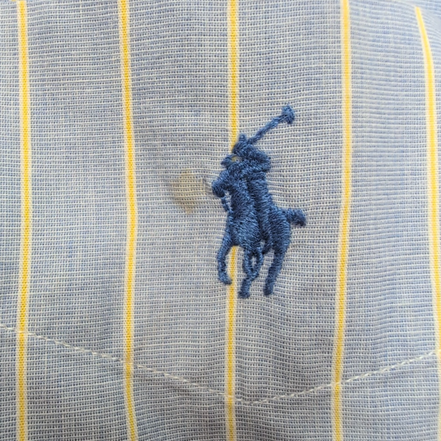 Chemise Ralph Lauren Vintage Yarmouth 2XL Bleu Rayures Jaune Coton