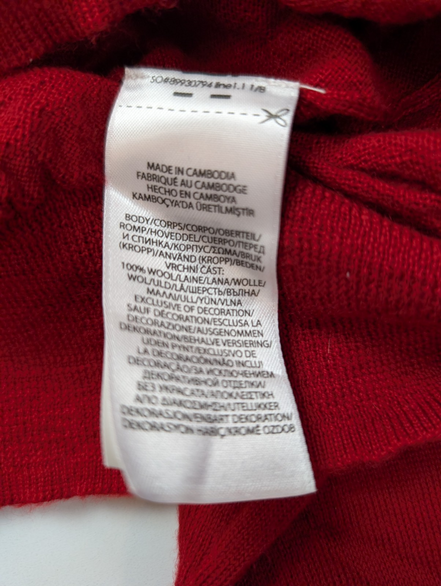 Pull POLO RALPH LAUREN Rouge Col V 100% Laine MERINOS Doux Taille L Homme Luxe