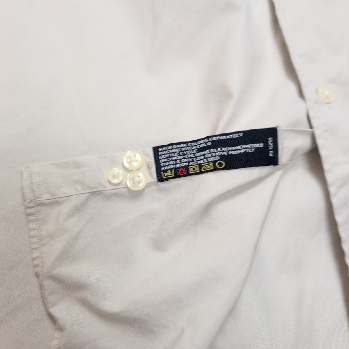 Chemise Nautica XL XXL Crème 100's Coton Hong Kong Poche Unie manches longues