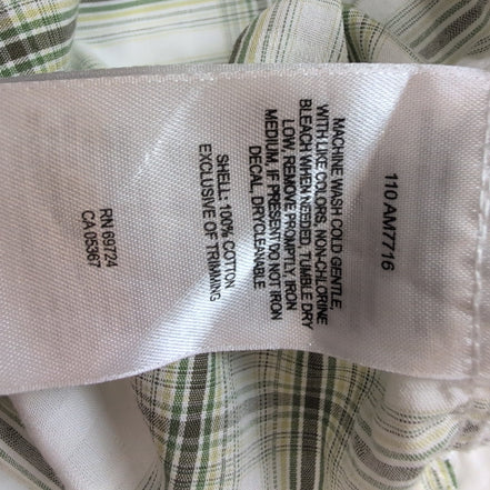Chemise Columbia manches courtes à carreaux verts et blancs poche XL