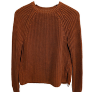 Pull Lauren Ralph Lauren femme S orange rouille grosse maille coton col rond