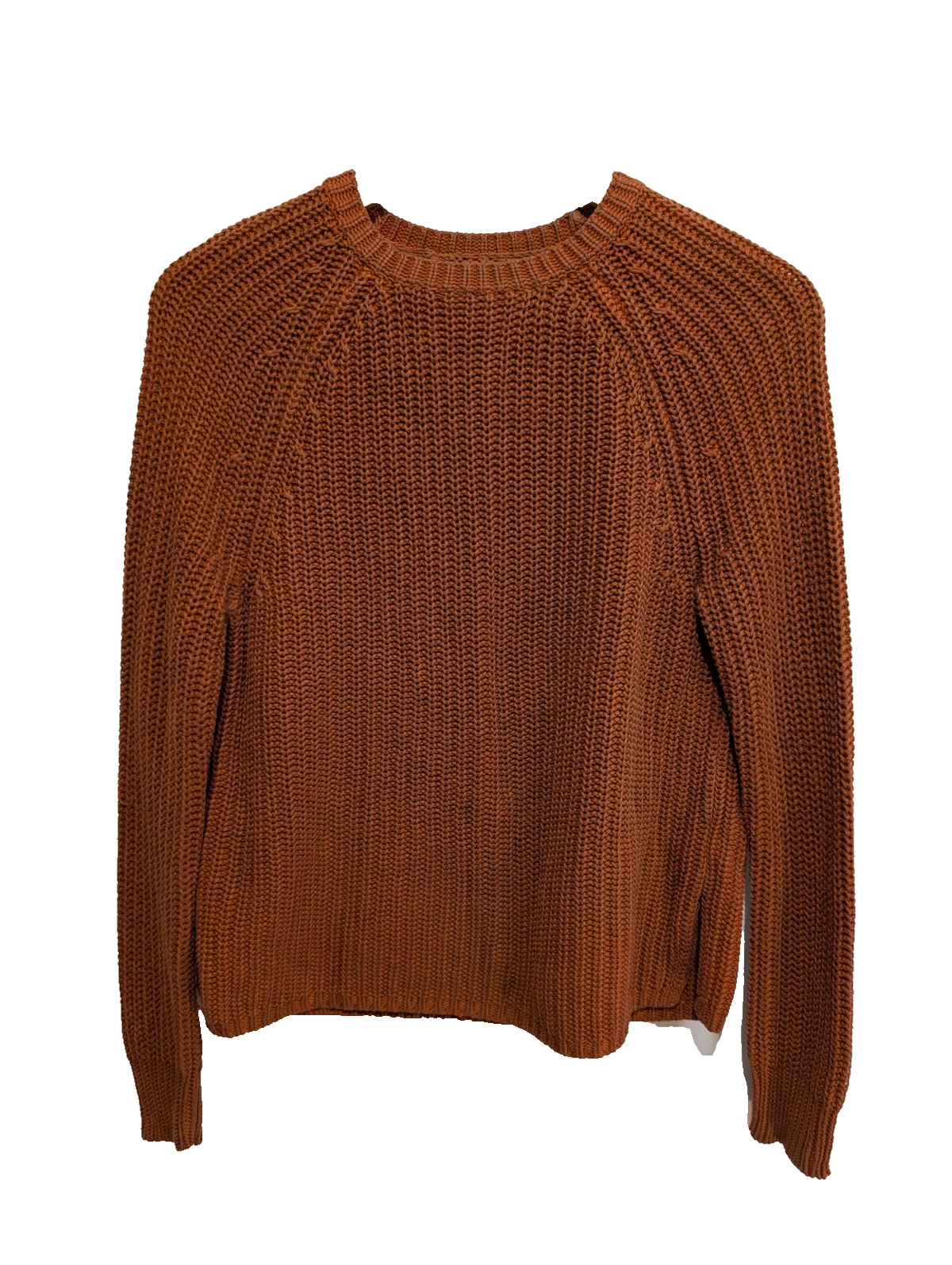 Pull Lauren Ralph Lauren femme S orange rouille grosse maille coton col rond