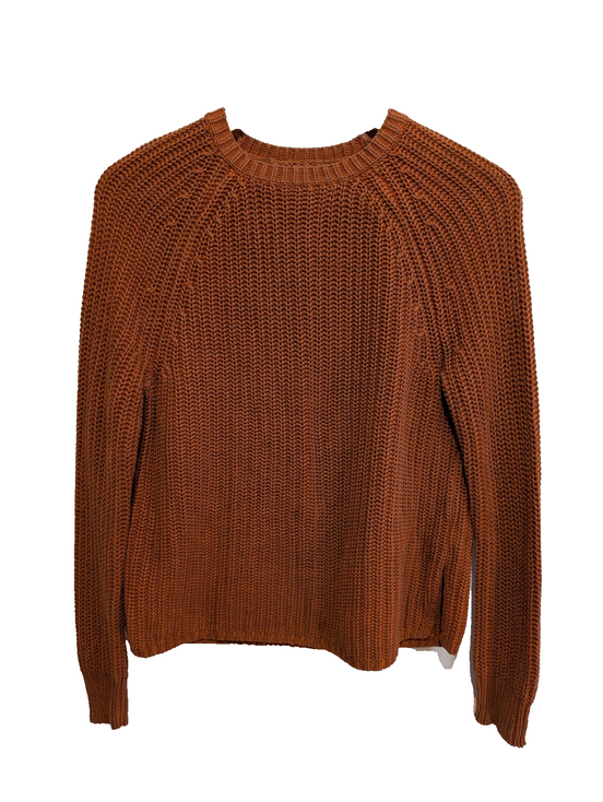 Pull Lauren Ralph Lauren femme S orange rouille grosse maille coton col rond
