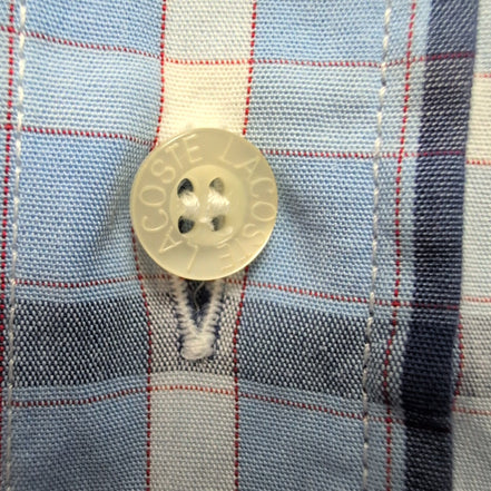 Chemise Lacoste Bleue À Carreaux Taille 42 L Manches Longues