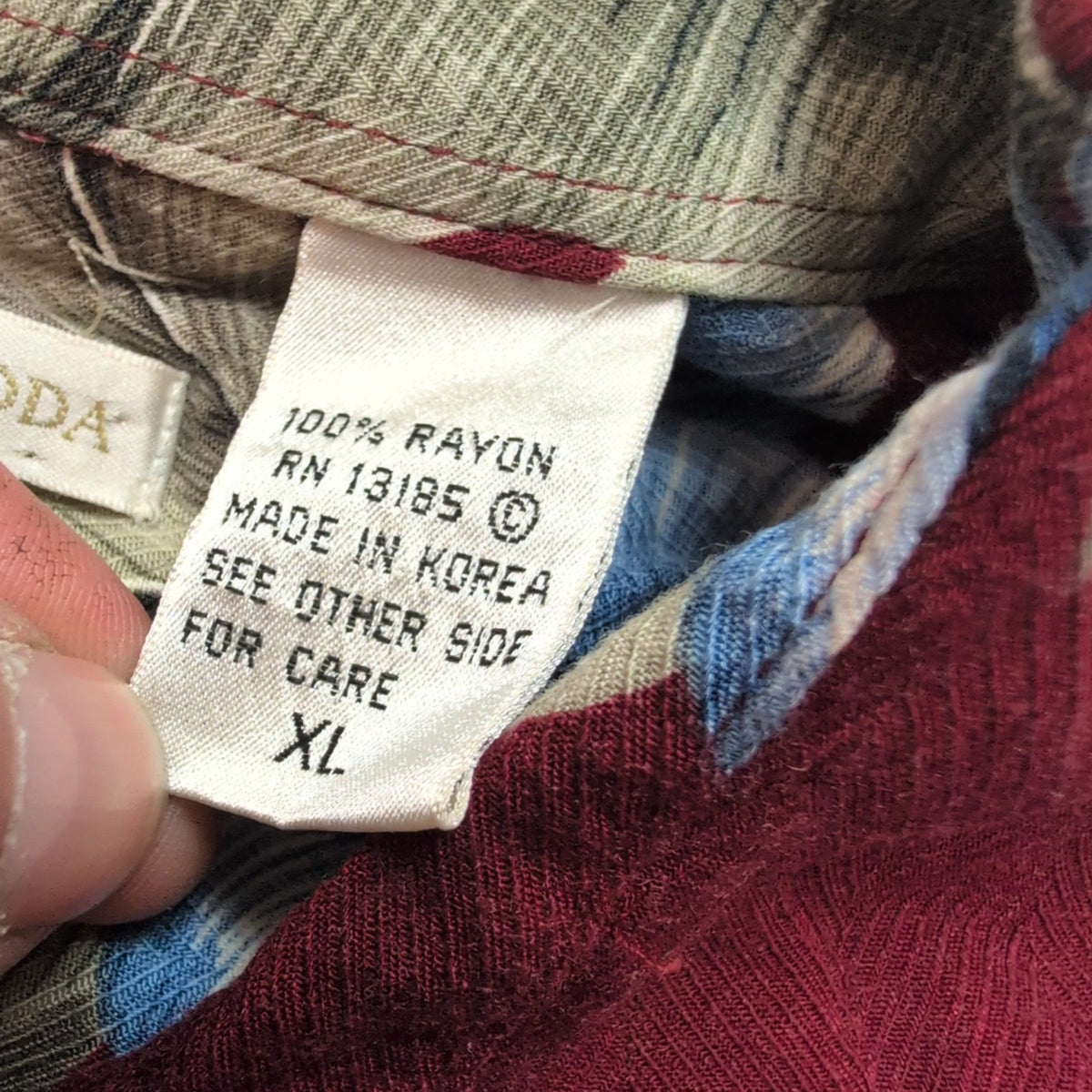 Chemise Hawaïenne Campia Moda XL Bordeaux Feuillage Rayonne Made in Korea