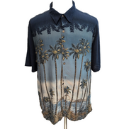 Chemise Hawaïenne Batik Bay XXL Bleu Marine Palmiers Rayonne manches courtes
