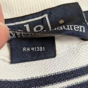Polo manches courtes Polo Ralph Lauren blanc rayures bleu écusson golf taille L