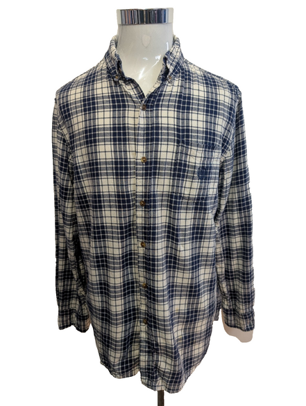 Chemise Flanelle CHAPS L Bûcheron Bleu Blanc 100% Coton |283S