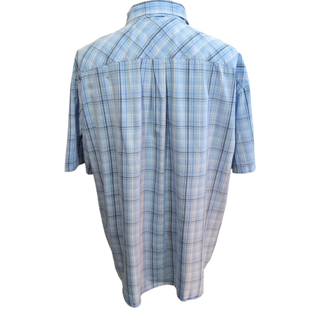 Chemise Tommy Hilfiger Manche Courte Bleu Ciel Carreaux Taille XXL Une Poche