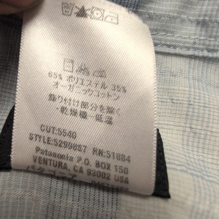 Chemise Patagonia L Bleu Carreaux Bio 65% Polyester 35% Coton Manches courtes