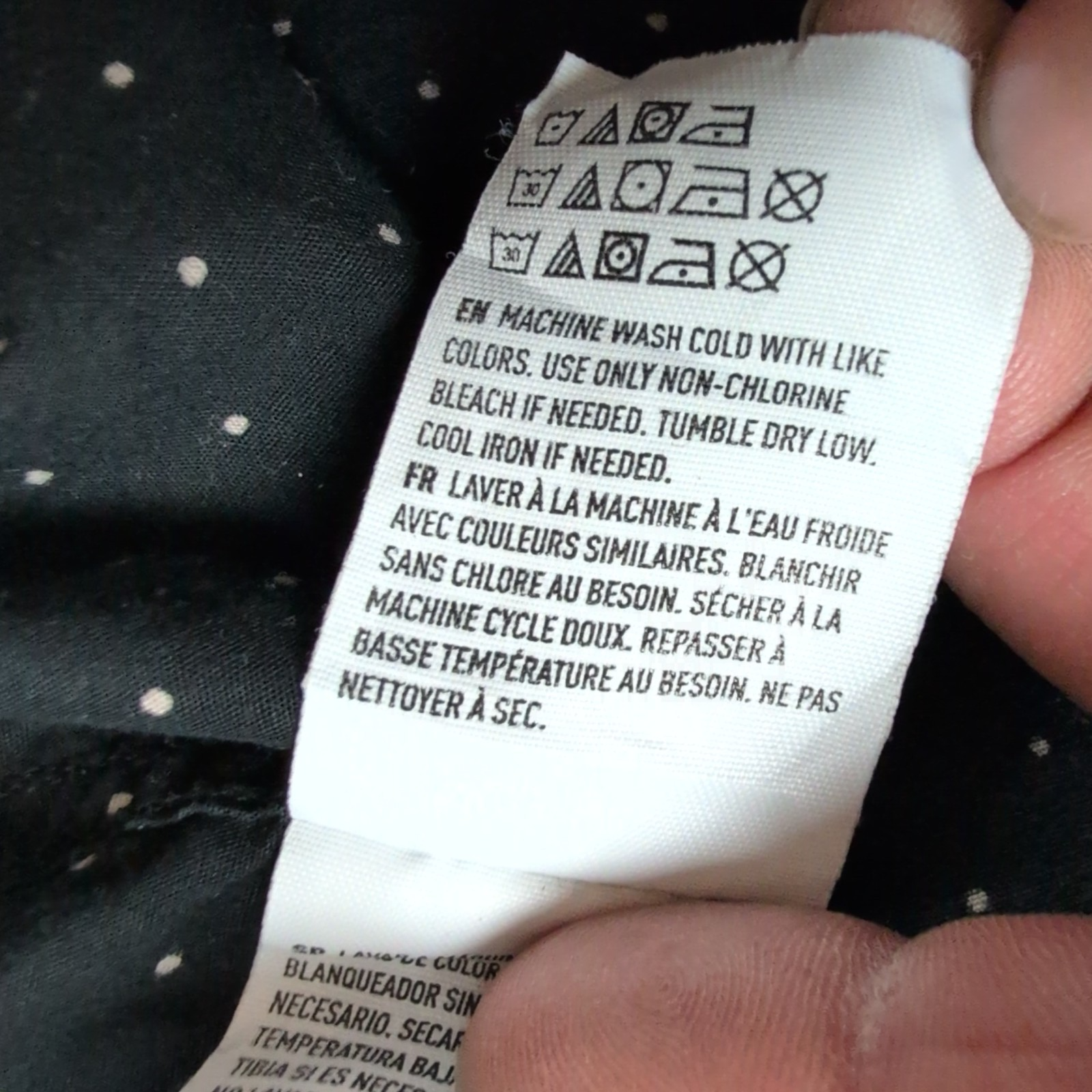 Chemise American Eagle L Noire Pois Blancs 100% Coton Poche Homme