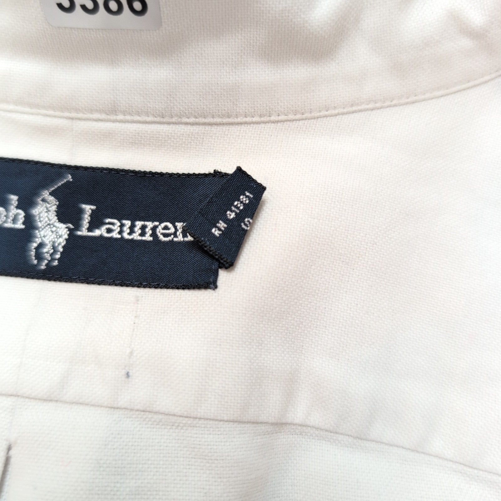 Chemise Ralph Lauren L Blanc Uni Logo Marron Made in Hong Kong manches longues