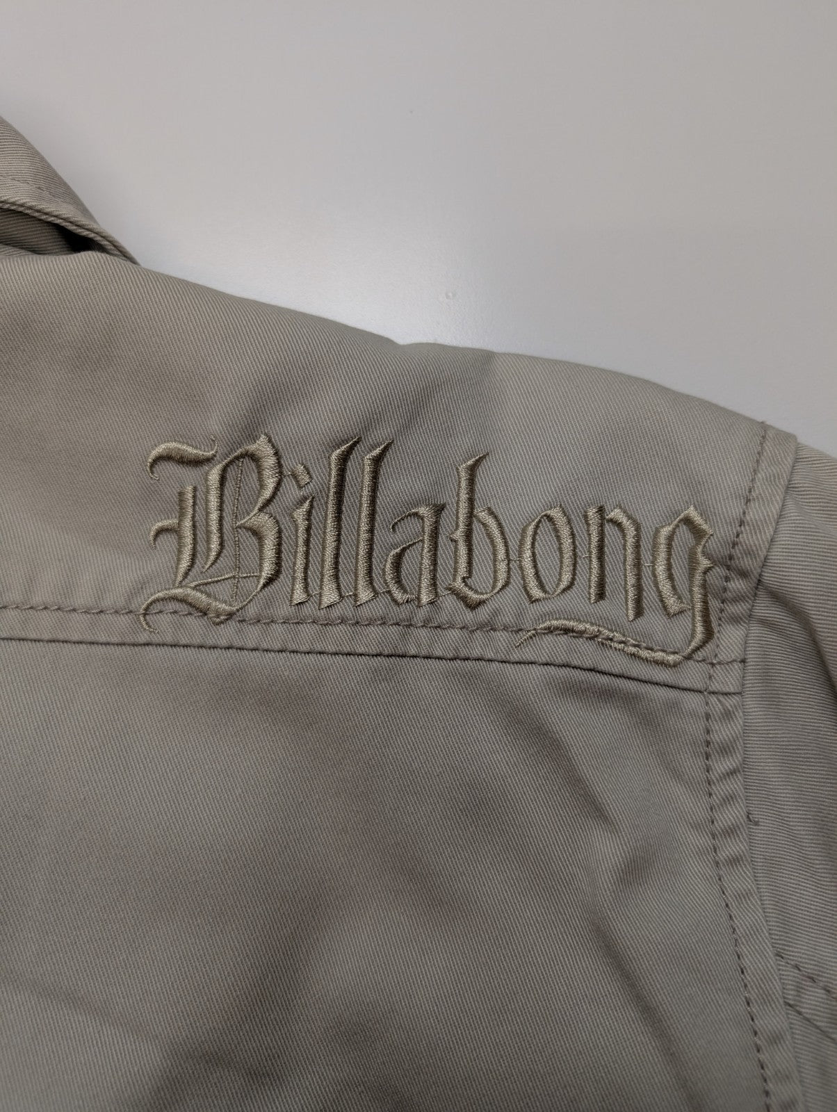 Blouson Billabong Homme L Crème Veste Harrington Coton Vintage Logo Brodé Dos