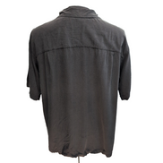 Chemise Hawaïenne Island Shores L 100% Soie Marron Cuba Panama manches courtes