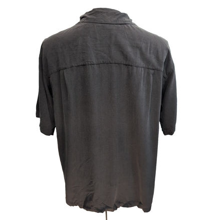 Chemise Hawaïenne Island Shores L 100% Soie Marron Cuba Panama manches courtes