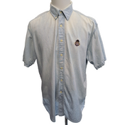 Chemise Chaps Ralph Lauren L Jean Bleu Manches Courtes Vintage Coton