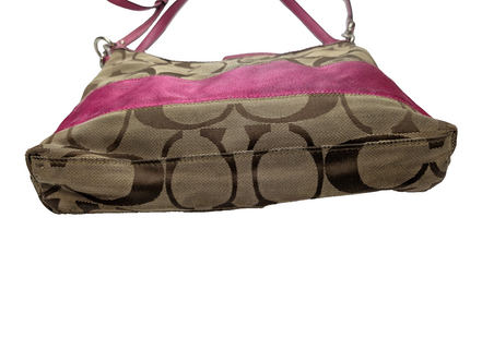 Sac Coach Signature Rose Fuchsia Toile Jacquard Bandoulière