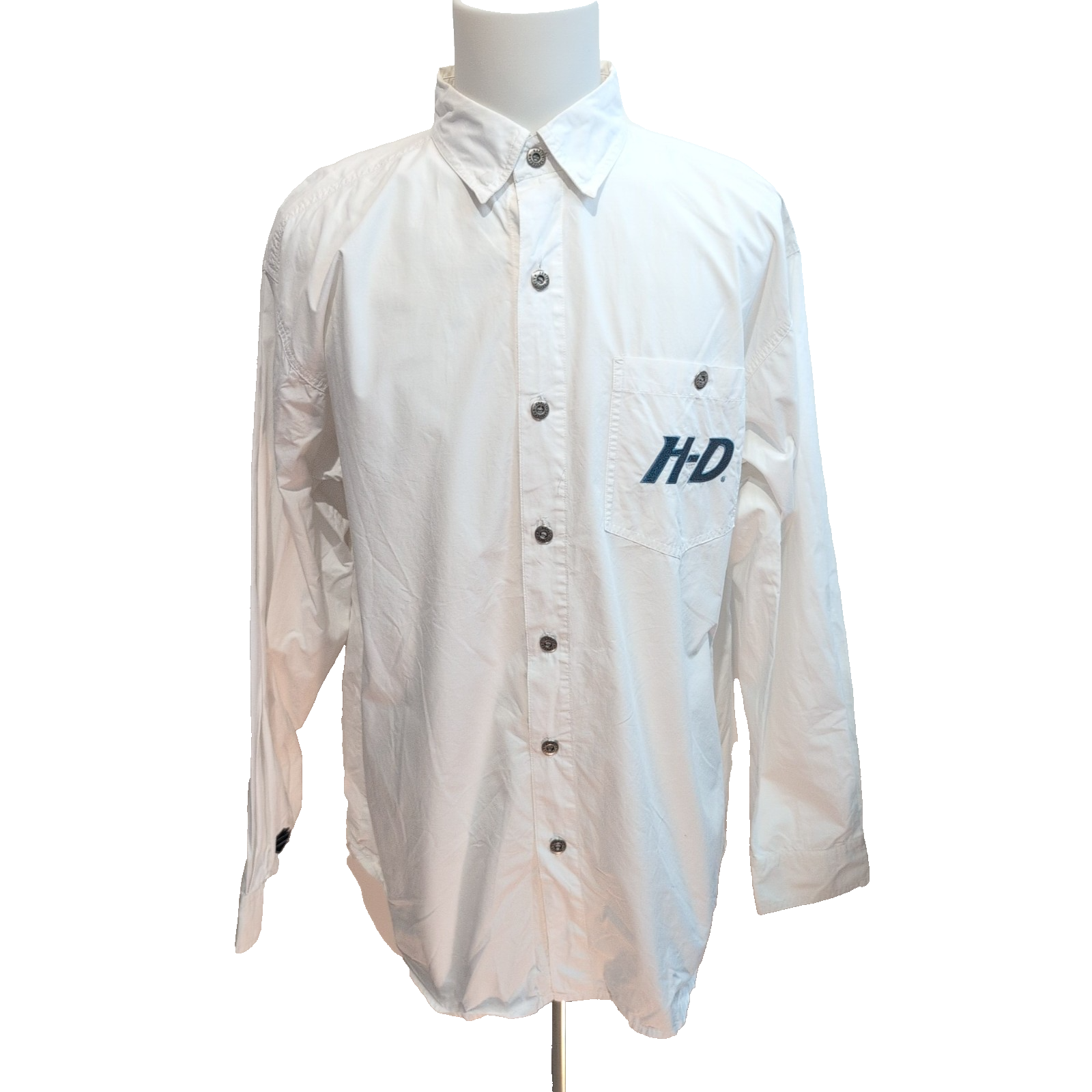 Chemise Harley-Davidson XL Blanche Brodée 100% Coton Boutons Métal HD