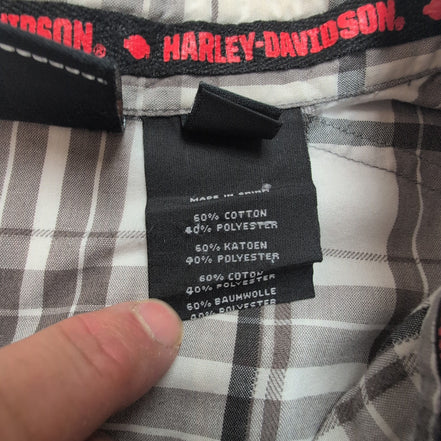 Chemise Harley-Davidson XL marron carreaux flammes 2 poches manches courtes