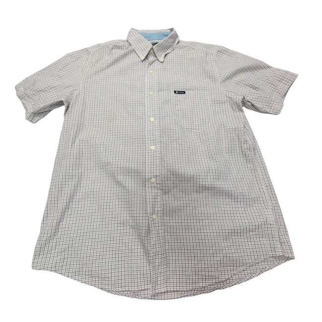 Chemise CHAPS à carreaux rouge et noir manches courtes taille L #157e