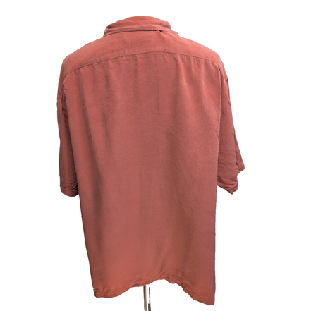 Chemise Hawaïenne Nat Nast XXL 100% Soie Rouge Grise Manches courtes