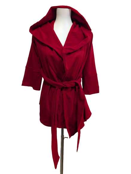 Gilet Rouge à Capuche XT Ceinture Style Cape - Matière Fluide - Taille S