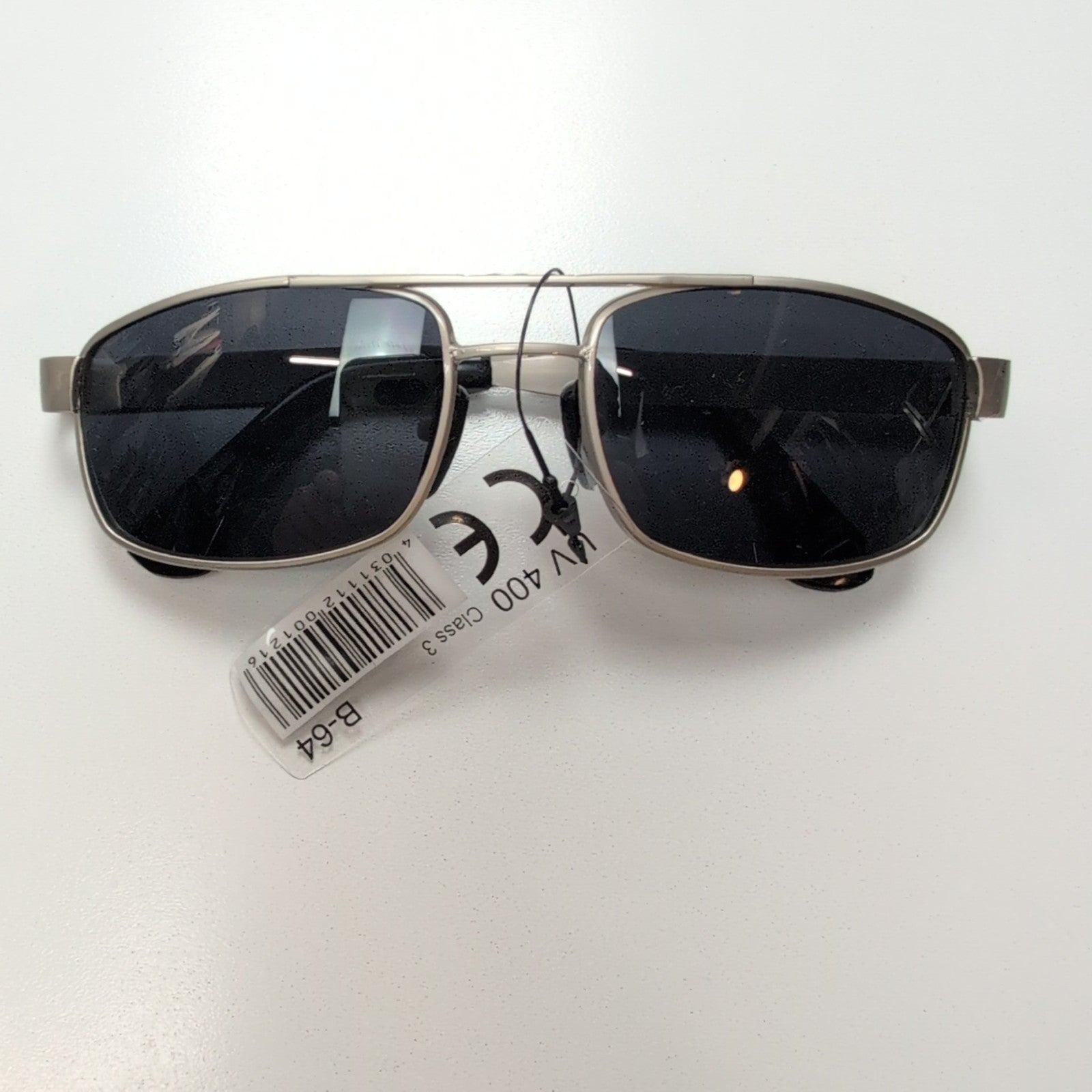 Lunettes de soleil Y2K Branche large Métal gris Rectangulaire Catégorie 3