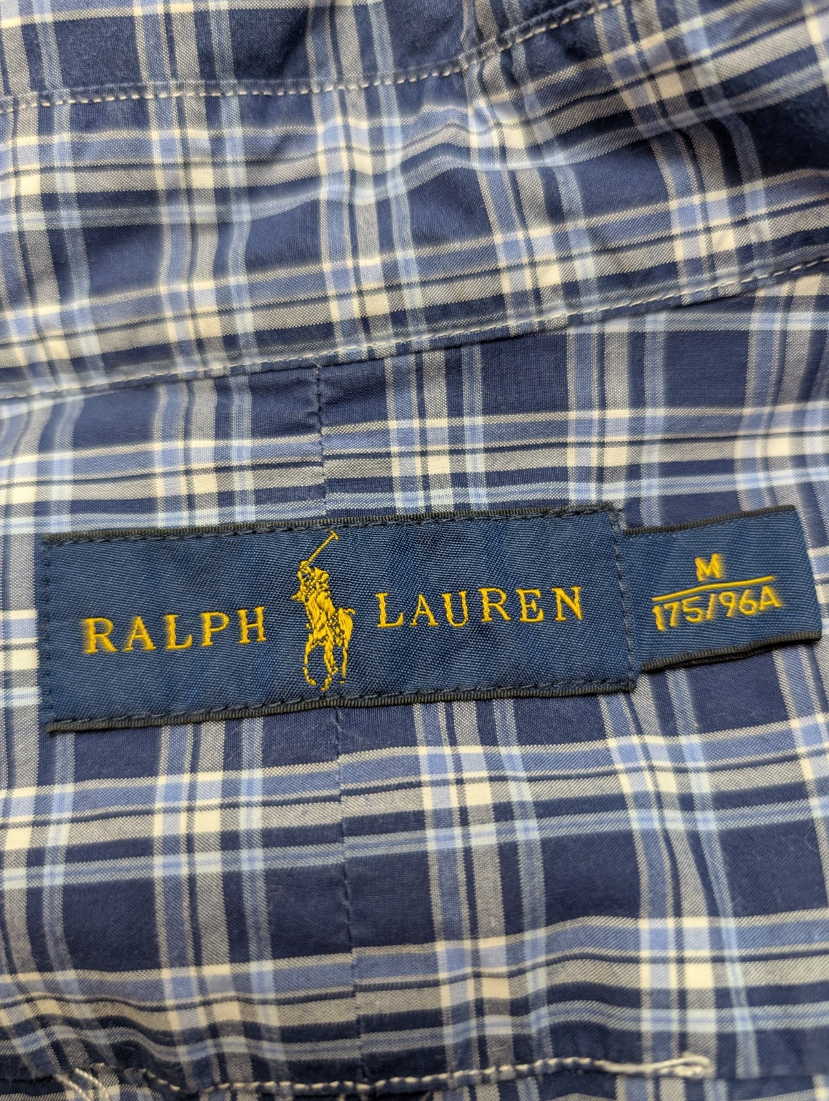Chemise Polo Ralph Lauren Shirt M Carreaux Bleu Blanc Button Down Logo Marine