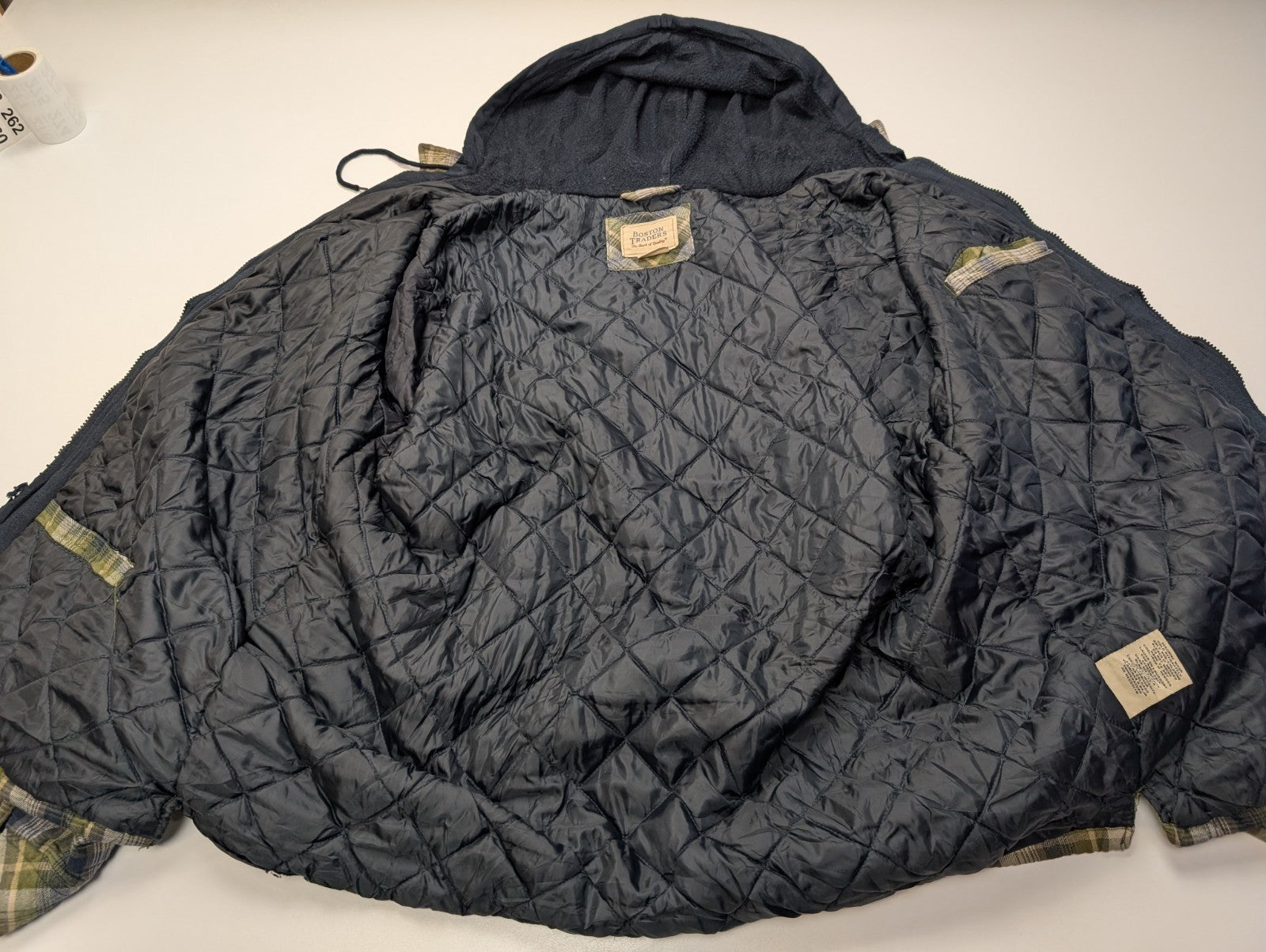 Boston Traders Veste Capuche Matelassée Carreaux Kaki Bleu XXL 🔥|260S