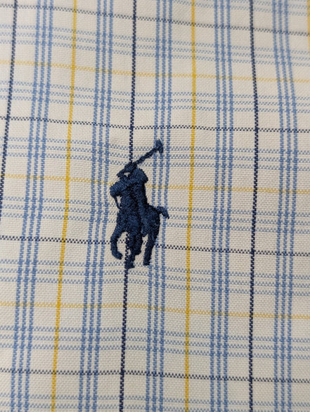 Chemise Polo Ralph Lauren Shirt Yarmouth XL XXL Pinpoint Oxford Jaune Bleu 