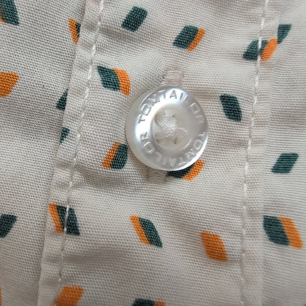Chemise Tom Tailor XXL Blanche Motifs Géométriques Regular Fit manches longues