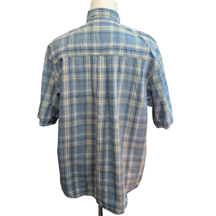Chemise Wrangler Manches Courtes Bleue et Jaune à Carreaux Taille XLT
