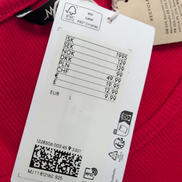 Haut Femme MONKI Taille L Rouge Manches Courtes Coton Neuf avec Étiquette