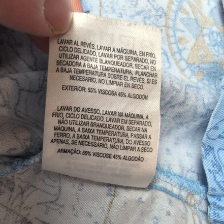 Chemise Hawaïenne Manches Courtes Columbia Poissons Bleu Viscose Coton L