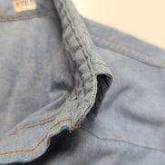 Chemise Wrangler Edge Western M Bleu Jean Coton Boutons Pression Usée