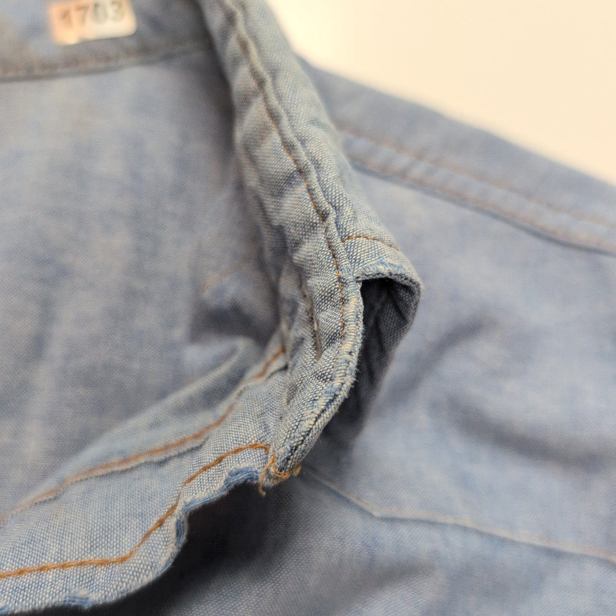 Chemise Wrangler Edge Western M Bleu Jean Coton Boutons Pression Usée