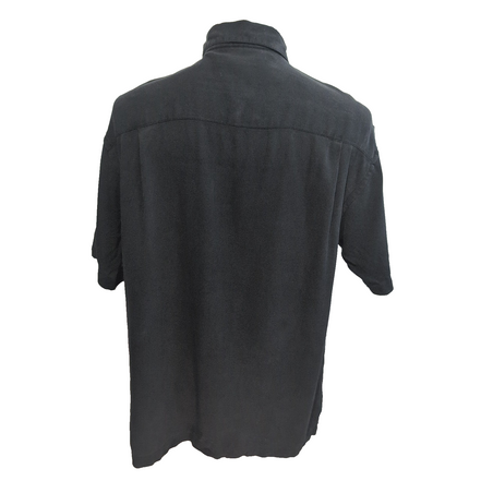 Chemise Hawaïenne Geoffrey Beene Soie Noire L Rayure Verticale Vintage