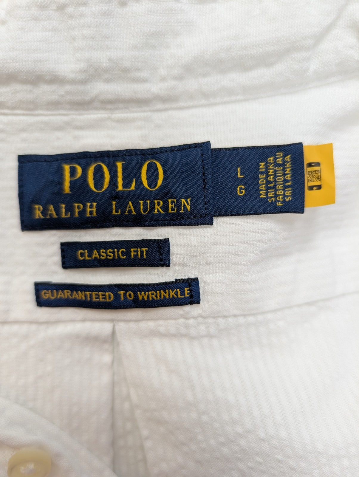 Chemise Polo Ralph Lauren Shirt L Seersucker Manches Courtes Classic Fit BD