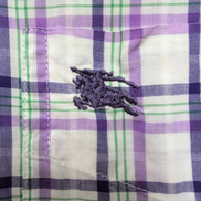 Chemise BURBERRY Violet Carreaux Taille L 100% Coton Logo Brodé manches courtes
