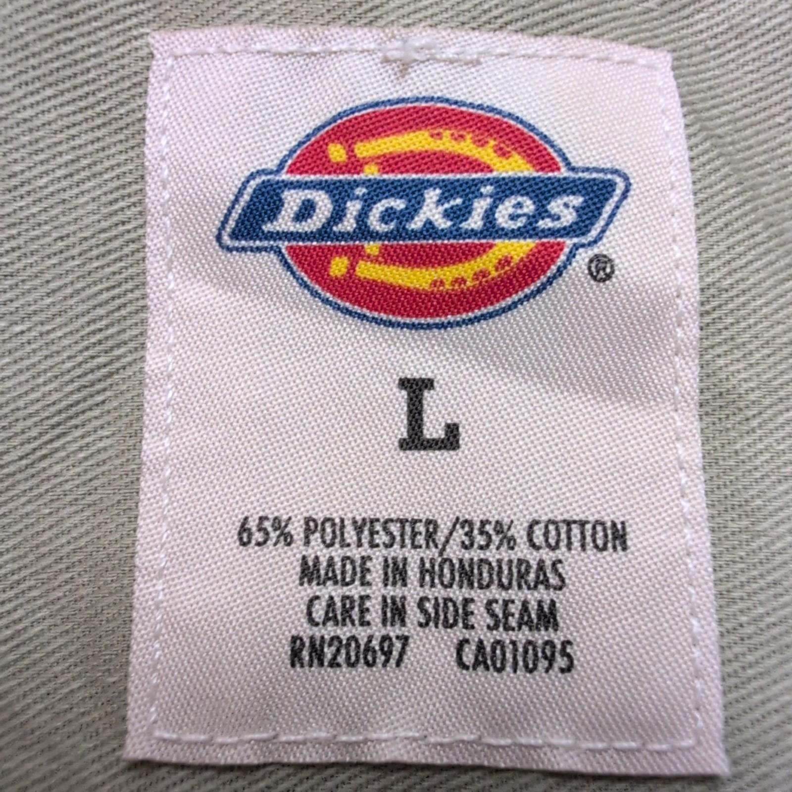 Chemise Dickies L Beige Workwear Made in Honduras Poche Stylo Manches Courtes