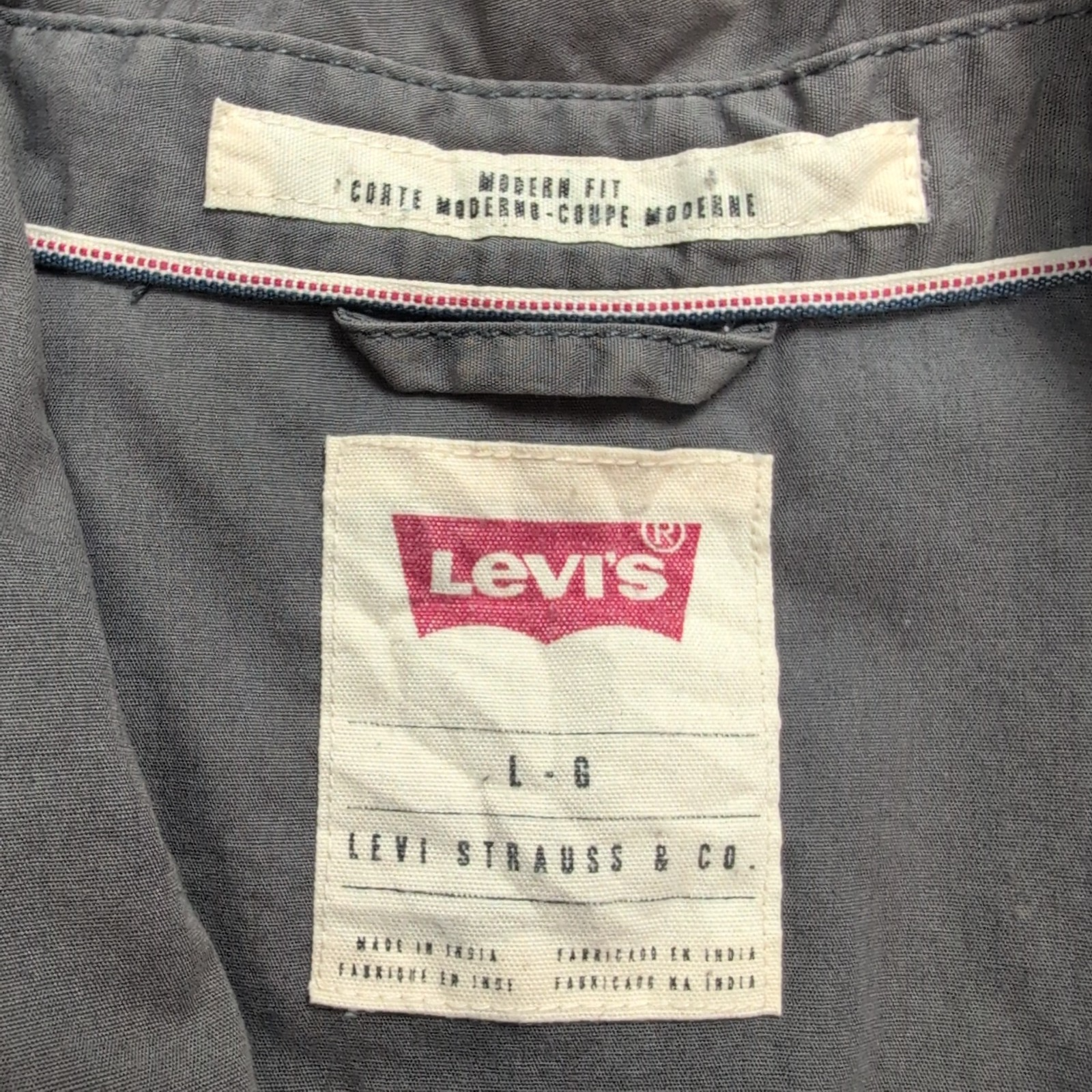 Chemise Levi's marron gris uni manches courtes western cowboy taille L 2 poches