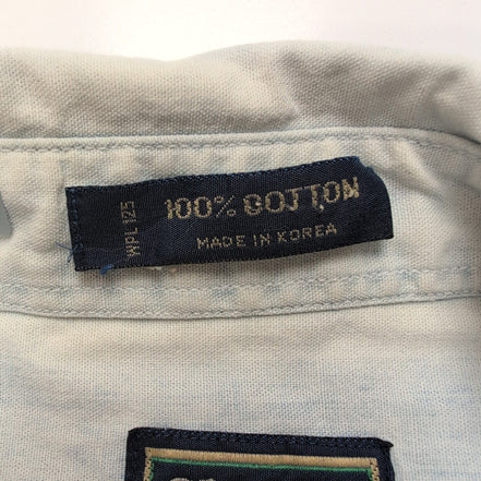 Chemise Chaps Ralph Lauren L Jean Bleu Manches Courtes Vintage Coton