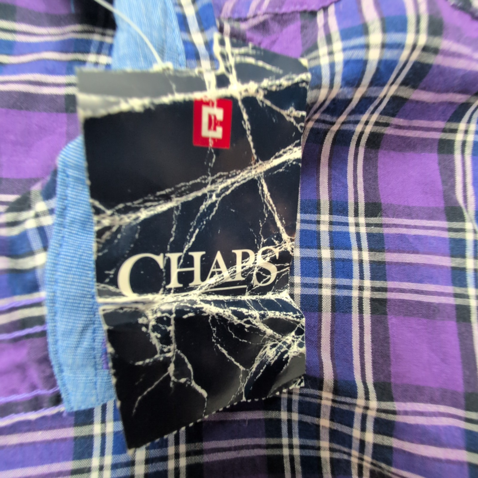 Chemise CHAPS violette à carreaux taille XXL Neuve #76e